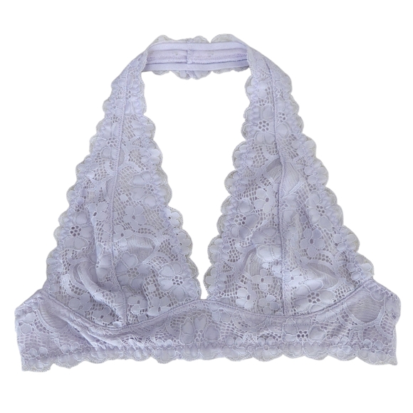 Intimately Free People Lace Halter Bralette Purple Lined Bra Medium - Picture 1 of 8